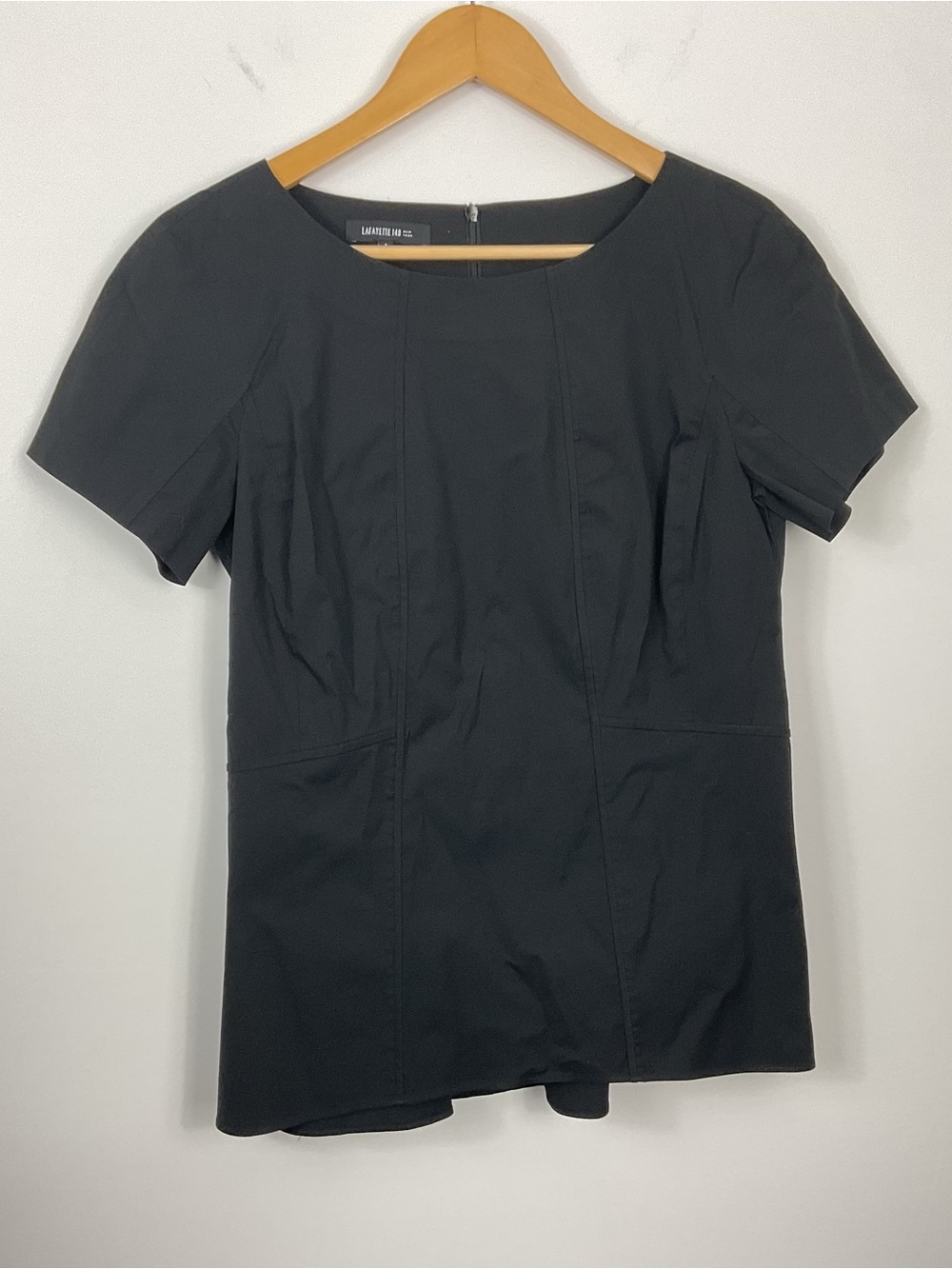 Lafayette 148 Black Short Sleeve Blouse Womens Size 6